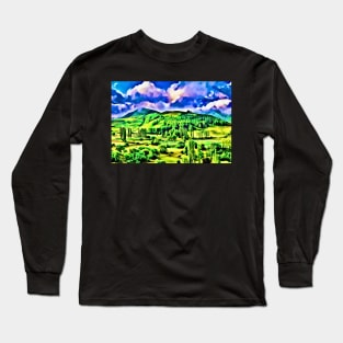 Kackar Mountains Green Aesthetic Modern Impressionist Landscape Long Sleeve T-Shirt